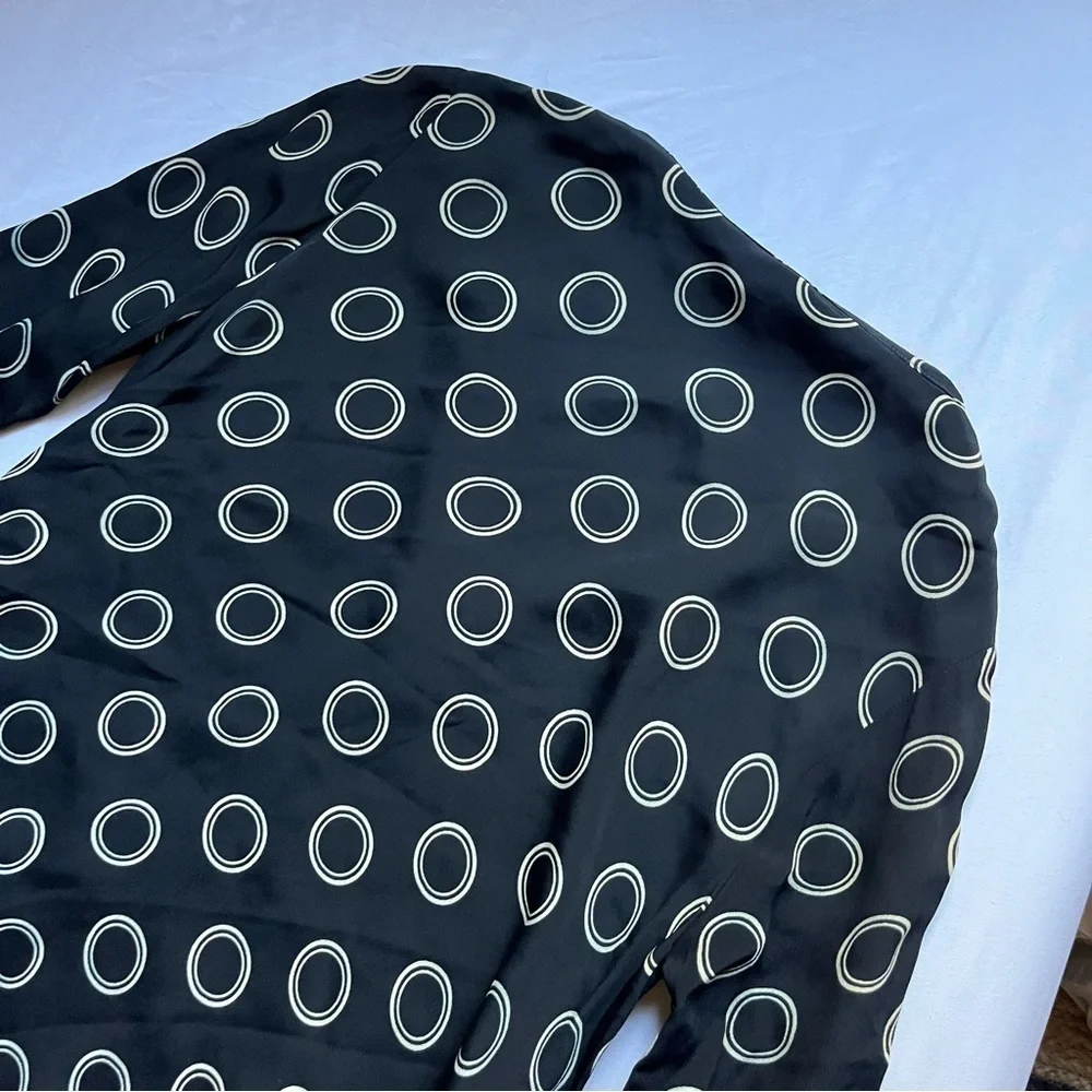 BETSEY JOHNSON vintage black circle dot print belted button up long sleeve mini‎ - Picture 4 of 6